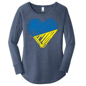 Stand With Ukraine Scribble Heart Ukrainian Flag Women's Perfect Tri Tunic Long Sleeve Shirt