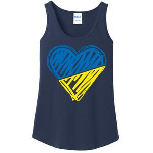 Stand With Ukraine Scribble Heart Ukrainian Flag Ladies Essential Tank