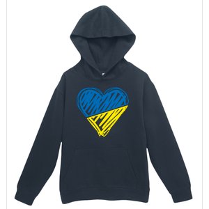 Stand With Ukraine Scribble Heart Ukrainian Flag Urban Pullover Hoodie