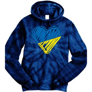 Stand With Ukraine Scribble Heart Ukrainian Flag Tie Dye Hoodie