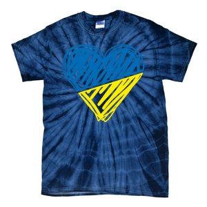 Stand With Ukraine Scribble Heart Ukrainian Flag Tie-Dye T-Shirt