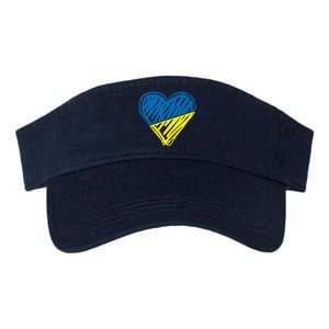 Stand With Ukraine Scribble Heart Ukrainian Flag Valucap Bio-Washed Visor