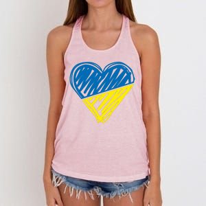 Stand With Ukraine Scribble Heart Ukrainian Flag Women's Knotted Racerback Tank