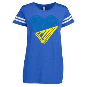 Stand With Ukraine Scribble Heart Ukrainian Flag Enza Ladies Jersey Football T-Shirt