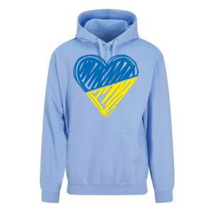 Stand With Ukraine Scribble Heart Ukrainian Flag Unisex Surf Hoodie