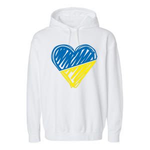 Stand With Ukraine Scribble Heart Ukrainian Flag Garment-Dyed Fleece Hoodie