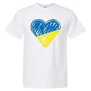 Stand With Ukraine Scribble Heart Ukrainian Flag Garment-Dyed Heavyweight T-Shirt