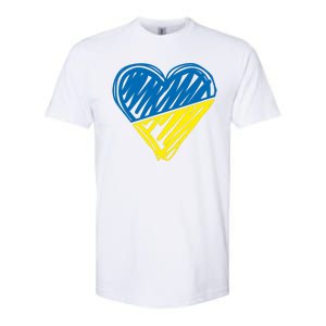 Stand With Ukraine Scribble Heart Ukrainian Flag Softstyle CVC T-Shirt