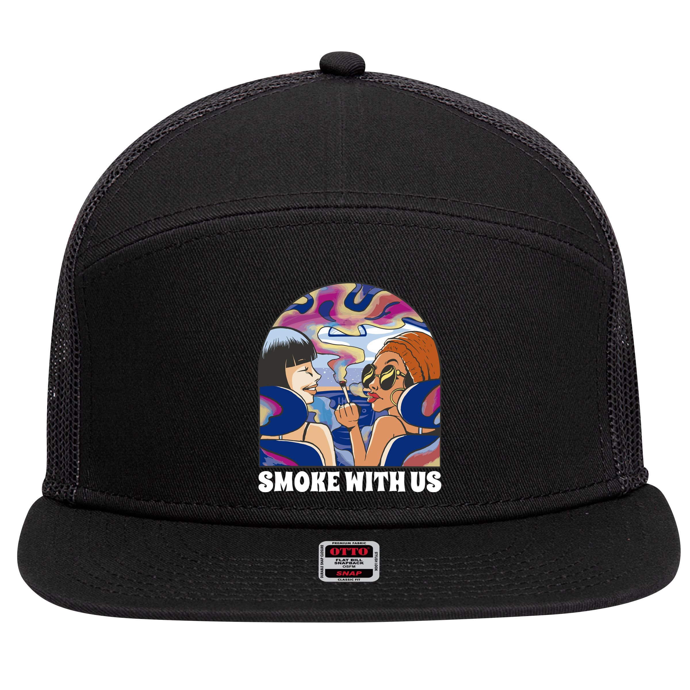 Smoke With Us Weed Females 7 Panel Mesh Trucker Snapback Hat