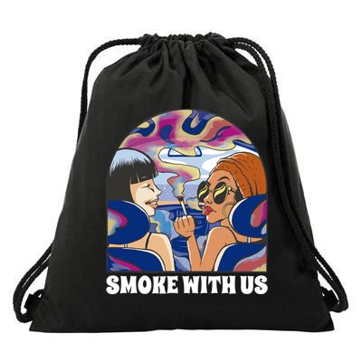 Smoke With Us Weed Females Drawstring Bag