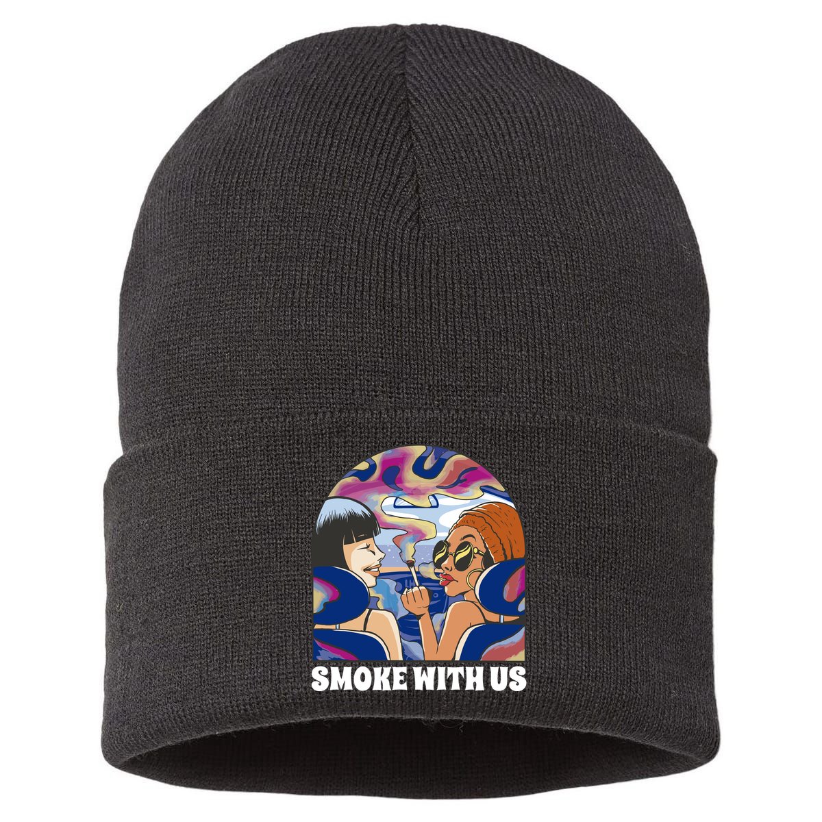 Smoke With Us Weed Females Sustainable Knit Beanie