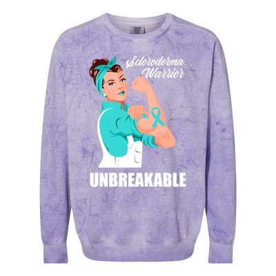 Scleroderma Warrior Unbreakable Scleroderma Awareness Great Gift Colorblast Crewneck Sweatshirt