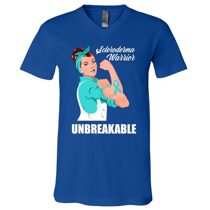 Scleroderma Warrior Unbreakable Scleroderma Awareness Great Gift V-Neck T-Shirt