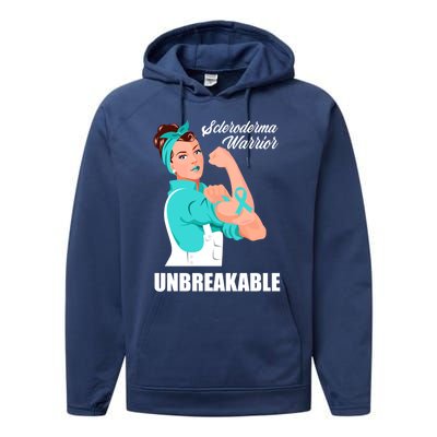 Scleroderma Warrior Unbreakable Scleroderma Awareness Great Gift Performance Fleece Hoodie