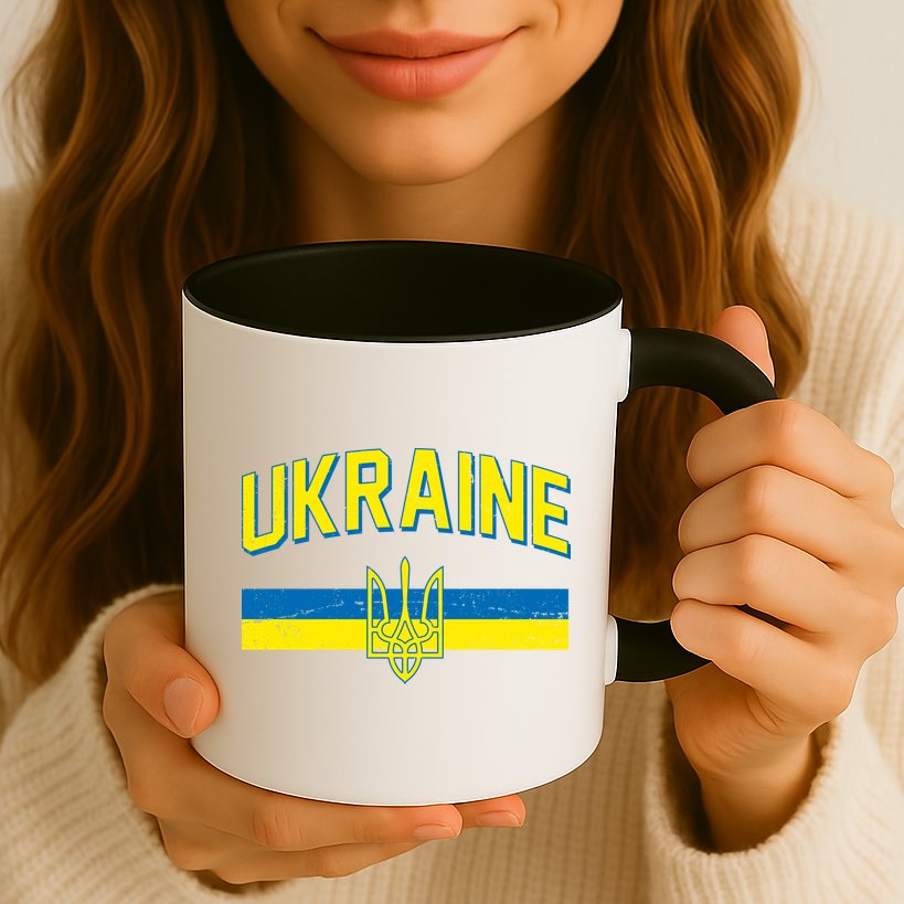 Stand With Ukraine Ukrainian Flag Coat Of Arms Mug