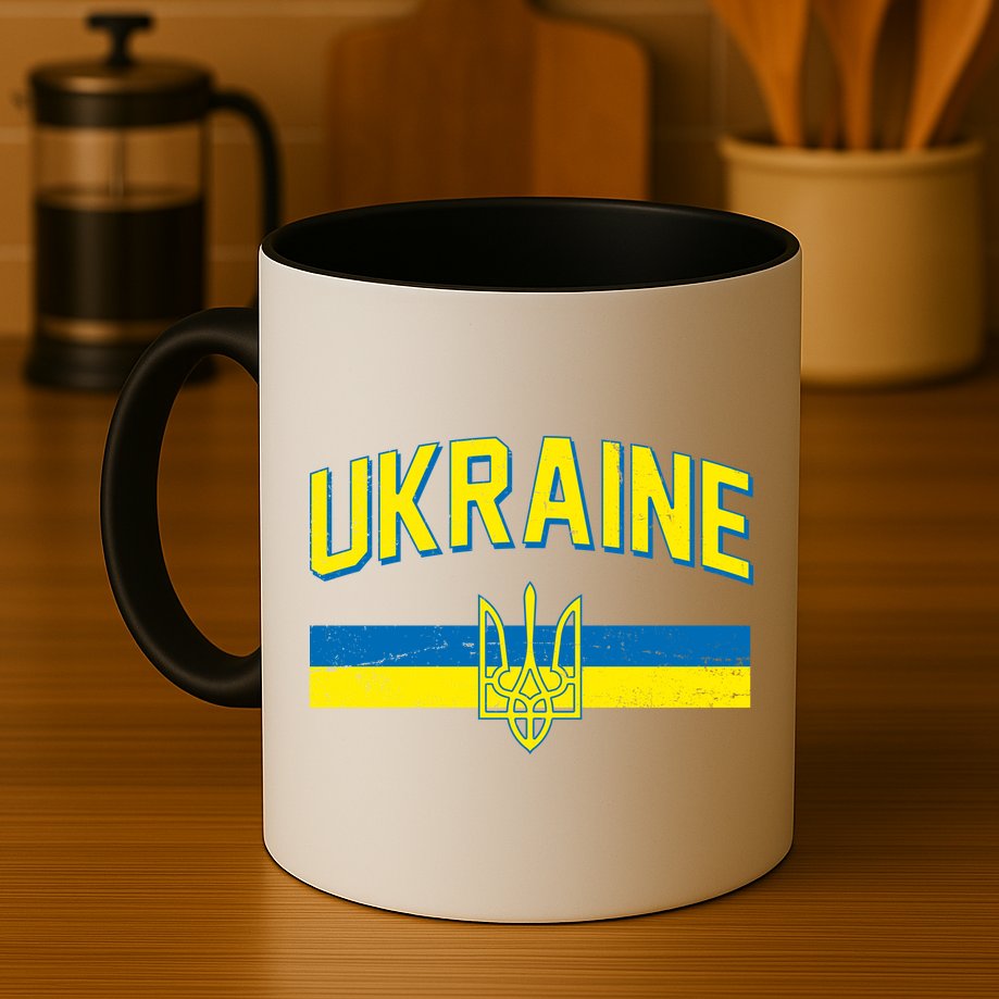 Stand With Ukraine Ukrainian Flag Coat Of Arms Mug