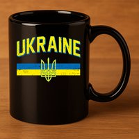Stand With Ukraine Ukrainian Flag Coat Of Arms 11oz C Handle Ceramic Mug