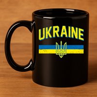 Stand With Ukraine Ukrainian Flag Coat Of Arms 11oz C Handle Ceramic Mug