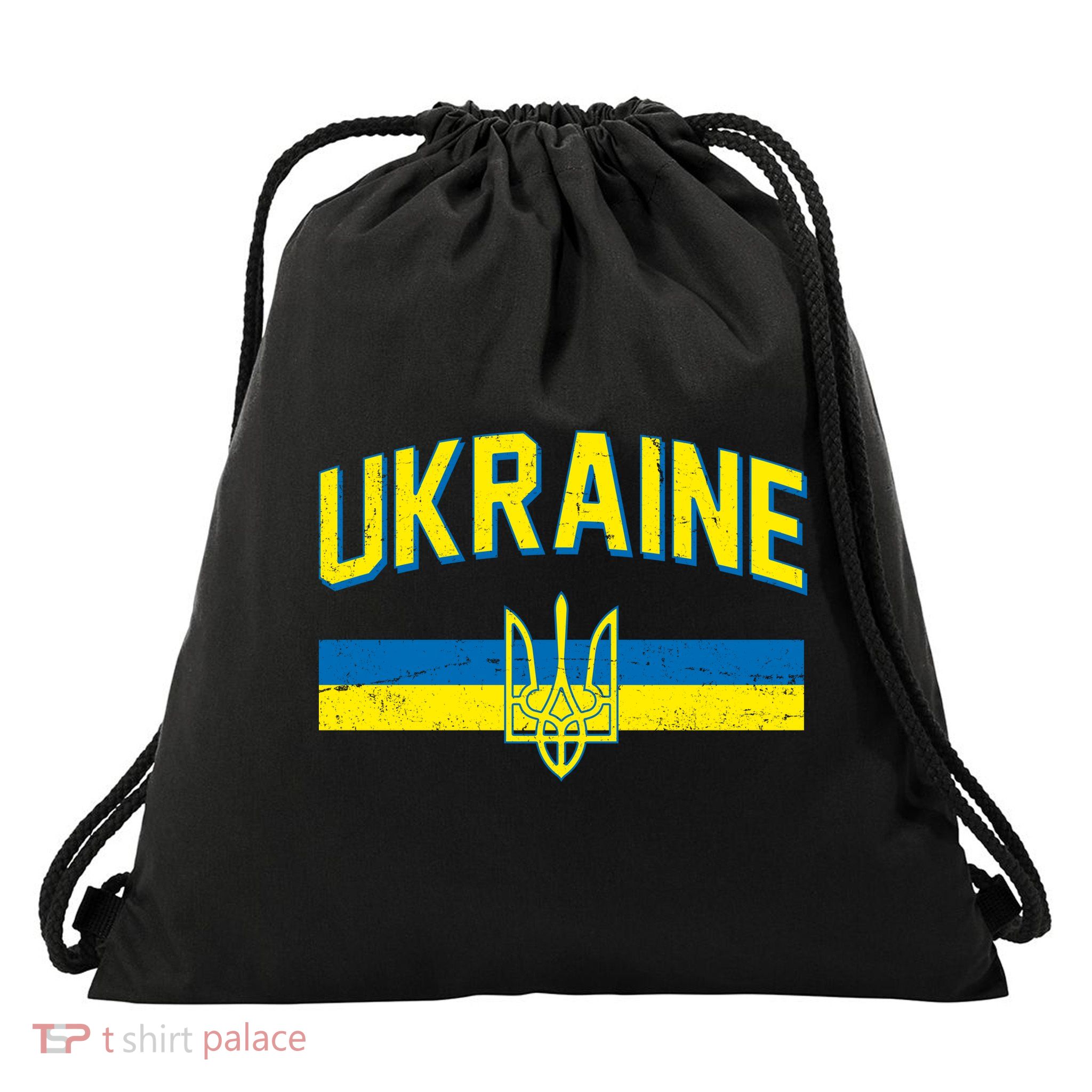 Stand With Ukraine Ukrainian Flag Coat Of Arms Drawstring Bag