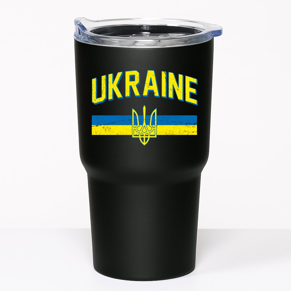 Stand With Ukraine Ukrainian Flag Coat Of Arms Tumbler