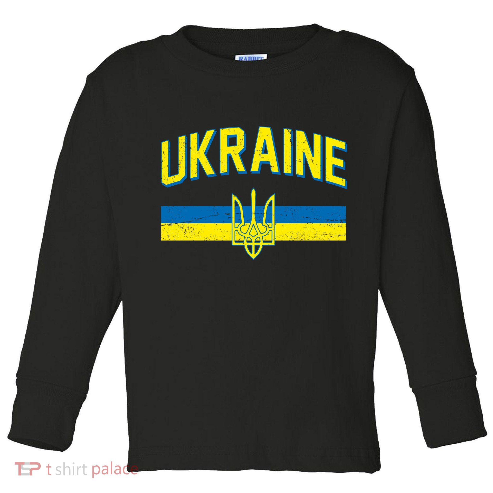 Stand With Ukraine Ukrainian Flag Coat Of Arms Toddler Long Sleeve Shirt