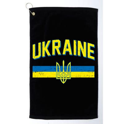 Stand With Ukraine Ukrainian Flag Coat Of Arms Golf Towel