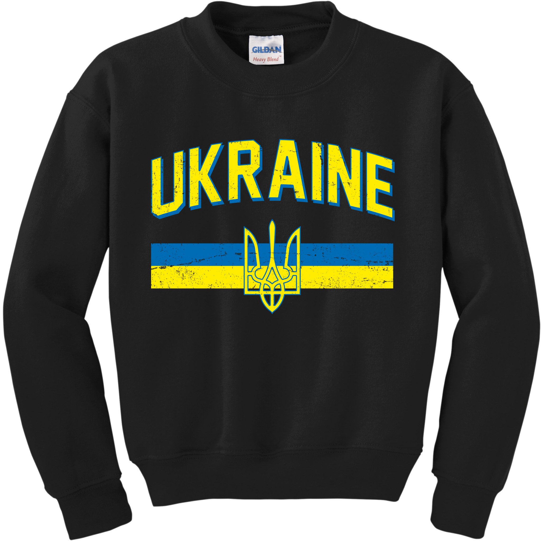 Stand With Ukraine Ukrainian Flag Coat Of Arms Kids Sweatshirt