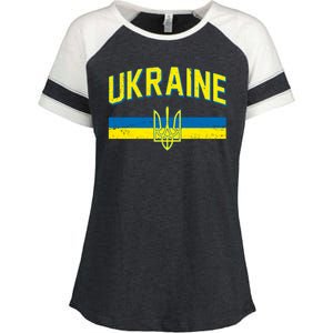 Stand With Ukraine Ukrainian Flag Coat Of Arms Enza Ladies Jersey Colorblock Tee