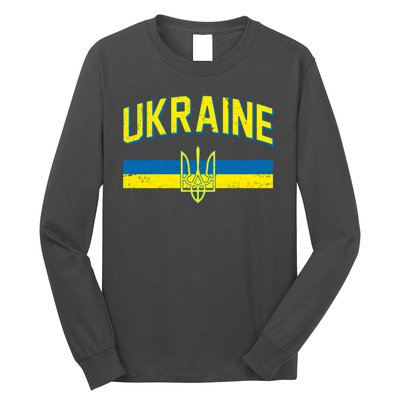 Stand With Ukraine Ukrainian Flag Coat Of Arms Long Sleeve Shirt