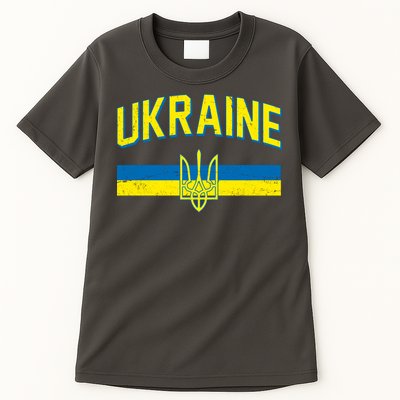 Stand With Ukraine Ukrainian Flag Coat Of Arms Tall T-Shirt