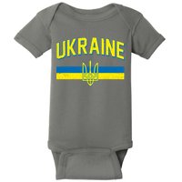 Stand With Ukraine Ukrainian Flag Coat Of Arms Baby Bodysuit