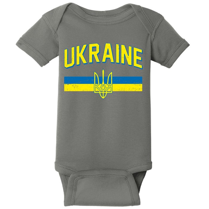 Stand With Ukraine Ukrainian Flag Coat Of Arms Baby Bodysuit