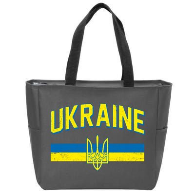 Stand With Ukraine Ukrainian Flag Coat Of Arms Zip Tote Bag