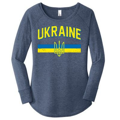 Stand With Ukraine Ukrainian Flag Coat Of Arms Women's Perfect Tri Tunic Long Sleeve Shirt