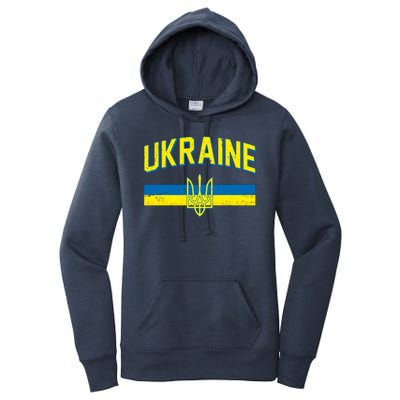 Stand With Ukraine Ukrainian Flag Coat Of Arms Women's Pullover Hoodie