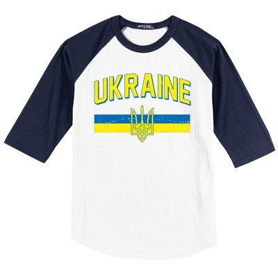 Stand With Ukraine Ukrainian Flag Coat Of Arms Baseball Sleeve Shirt