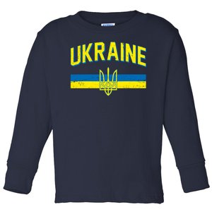 Stand With Ukraine Ukrainian Flag Coat Of Arms Toddler Long Sleeve Shirt