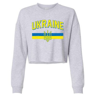 Stand With Ukraine Ukrainian Flag Coat Of Arms Cropped Pullover Crew