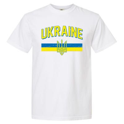 Stand With Ukraine Ukrainian Flag Coat Of Arms Garment-Dyed Heavyweight T-Shirt