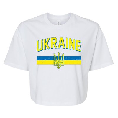 Stand With Ukraine Ukrainian Flag Coat Of Arms Bella+Canvas Jersey Crop Tee