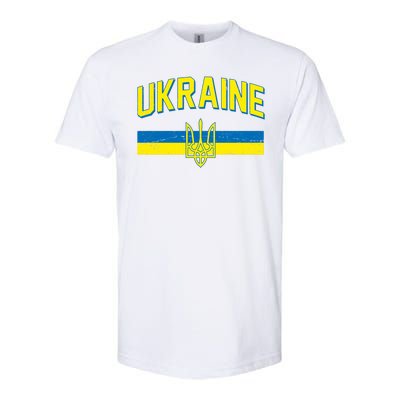 Stand With Ukraine Ukrainian Flag Coat Of Arms Softstyle® CVC T-Shirt