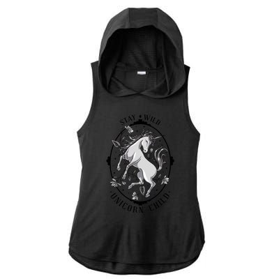 Stay Wild Unicorn Child Ladies PosiCharge Tri-Blend Wicking Draft Hoodie Tank