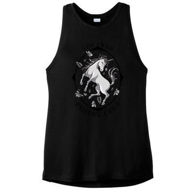 Stay Wild Unicorn Child Ladies PosiCharge Tri-Blend Wicking Tank