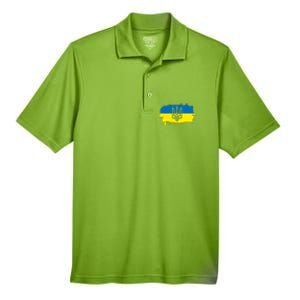 Stand With Ukraine Painted Distressed Ukrainian Flag Symbol Men's Origin Performance Pique Polo