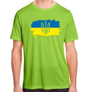 Stand With Ukraine Painted Distressed Ukrainian Flag Symbol Adult ChromaSoft Performance T-Shirt