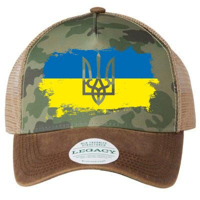 Stand With Ukraine Painted Distressed Ukrainian Flag Symbol Legacy Tie Dye Trucker Hat