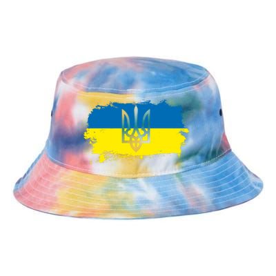 Stand With Ukraine Painted Distressed Ukrainian Flag Symbol Tie Dye Newport Bucket Hat