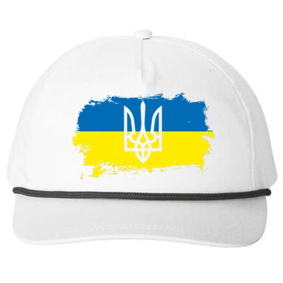 Stand With Ukraine Painted Distressed Ukrainian Flag Symbol Snapback Five-Panel Rope Hat