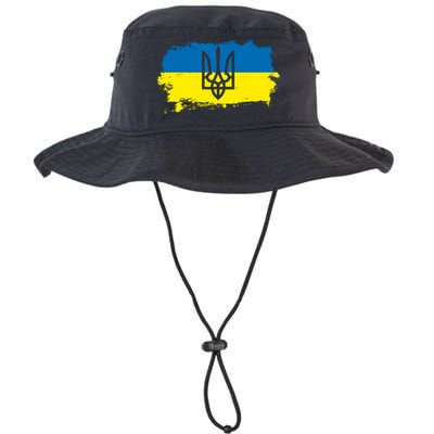 Stand With Ukraine Painted Distressed Ukrainian Flag Symbol Bucket Hat