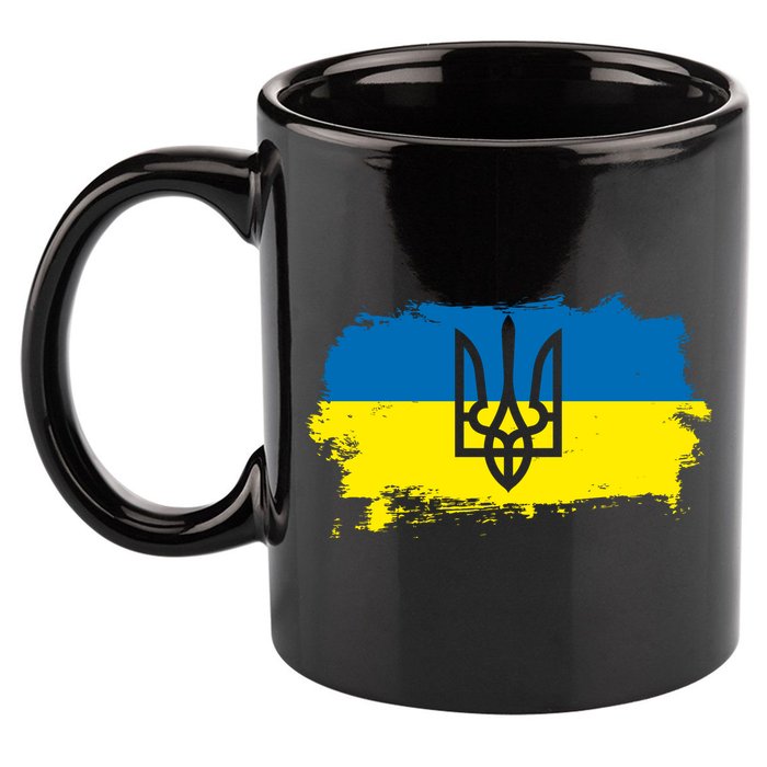 Stand With Ukraine Painted Distressed Ukrainian Flag Symbol 11oz C Handle Ceramic Mug